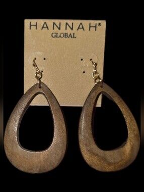 Brown Wooden Teardrop Earrings